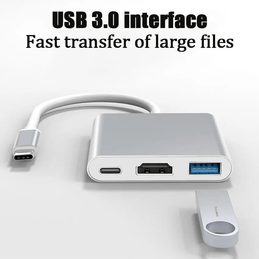 1 pz 3 in 1 hub USB USB C a HDMI splitter HUB tipo-c a HDMI connettore Docking Station USB 3.0 compatibile