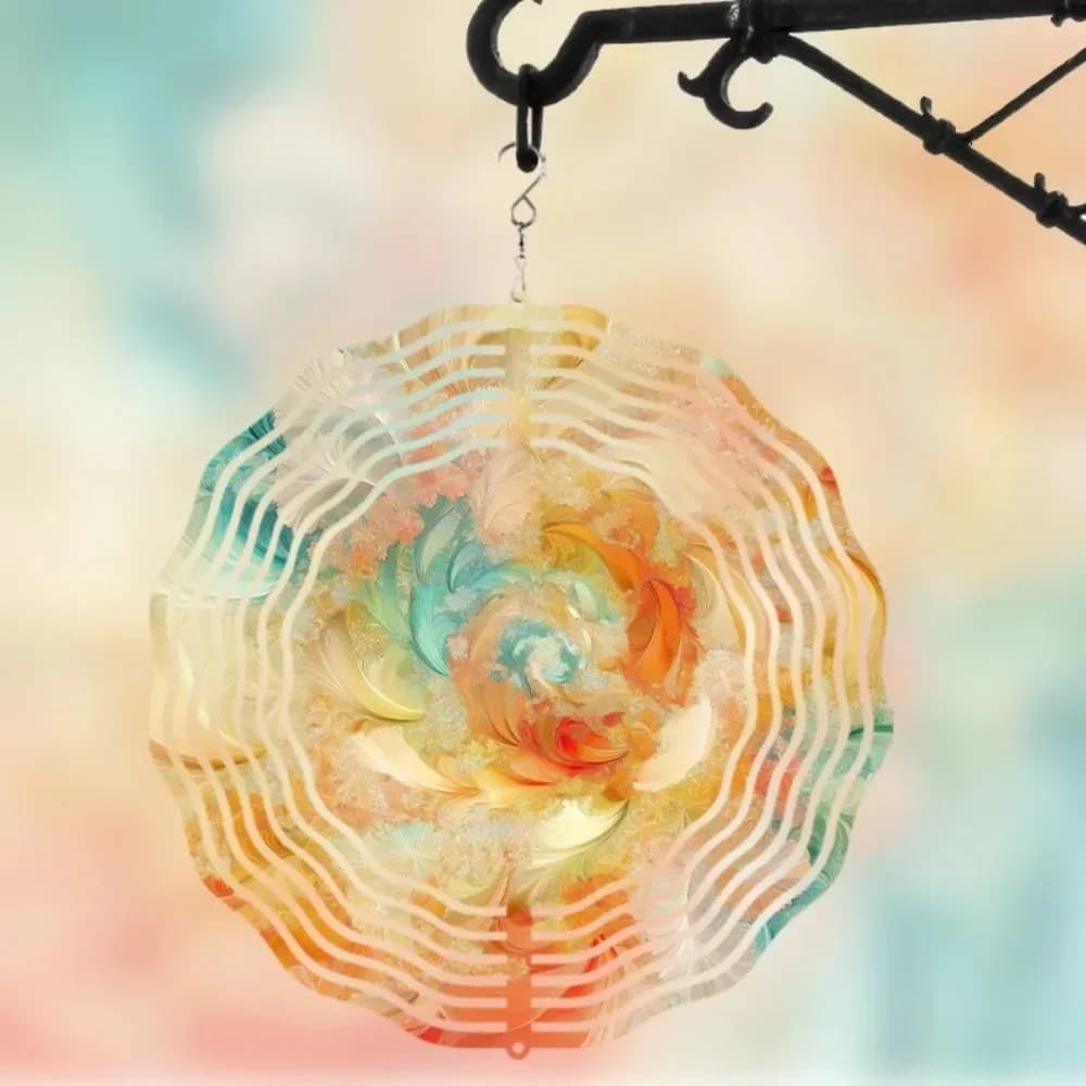 Stained Glass Wind Chime, 360 Rotating Garden Decor, Creative Hanging Ornament Gift