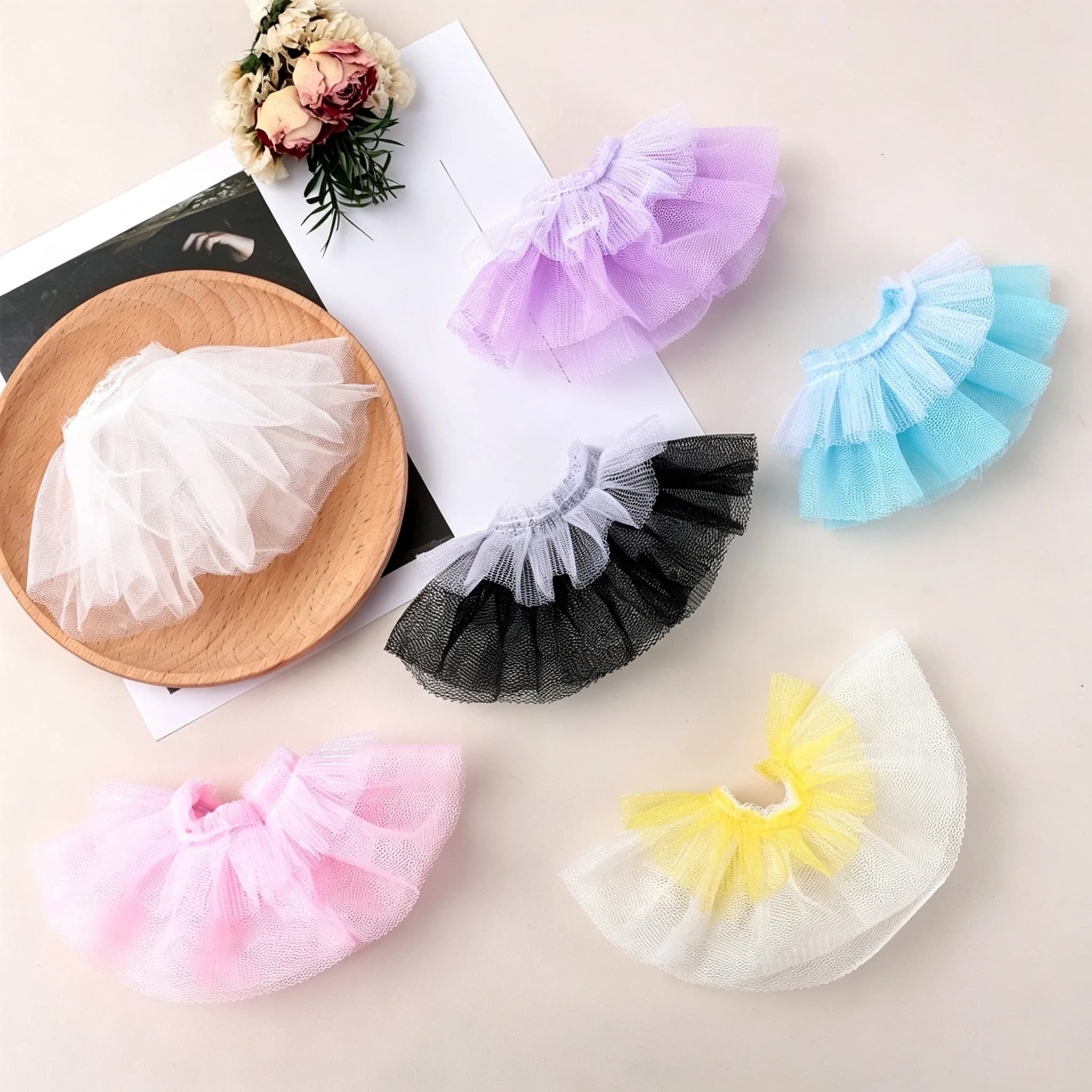 Cute Mini Tulle Tutu Skirt Plush Doll Clothes Multi Layer Mesh Skirt Multiple Colors Doll Dress Up Accessories
