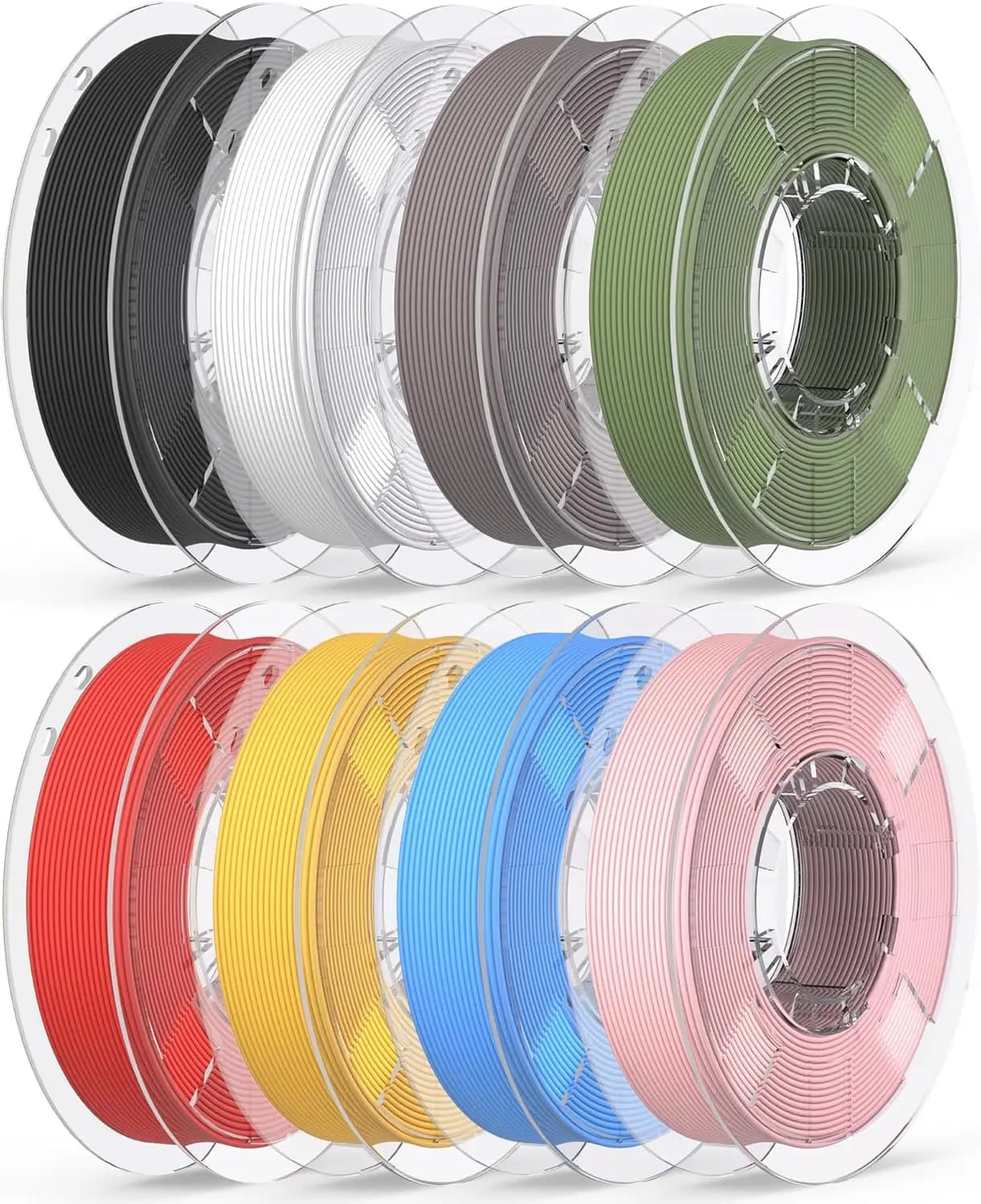 Set di Filamenti PLA a 8 Colori, 1.75mm, 200g Ciascuno, Alta Precisione per Stampanti FDM