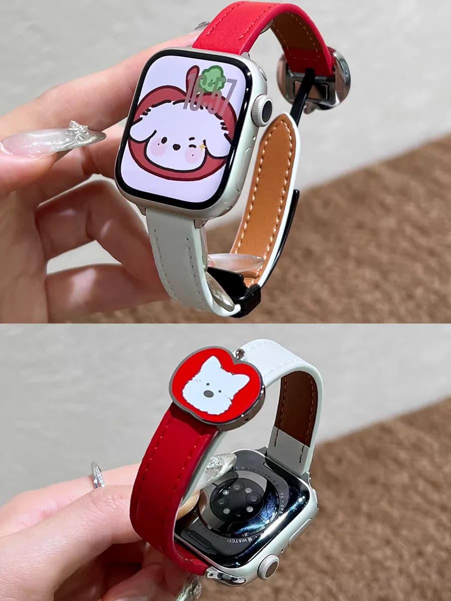 Magnetic Correa Strap Leather Loop For Apple Watch Band Women 38mm 40mm 41mm 42mm 44mm 45mm 49mm