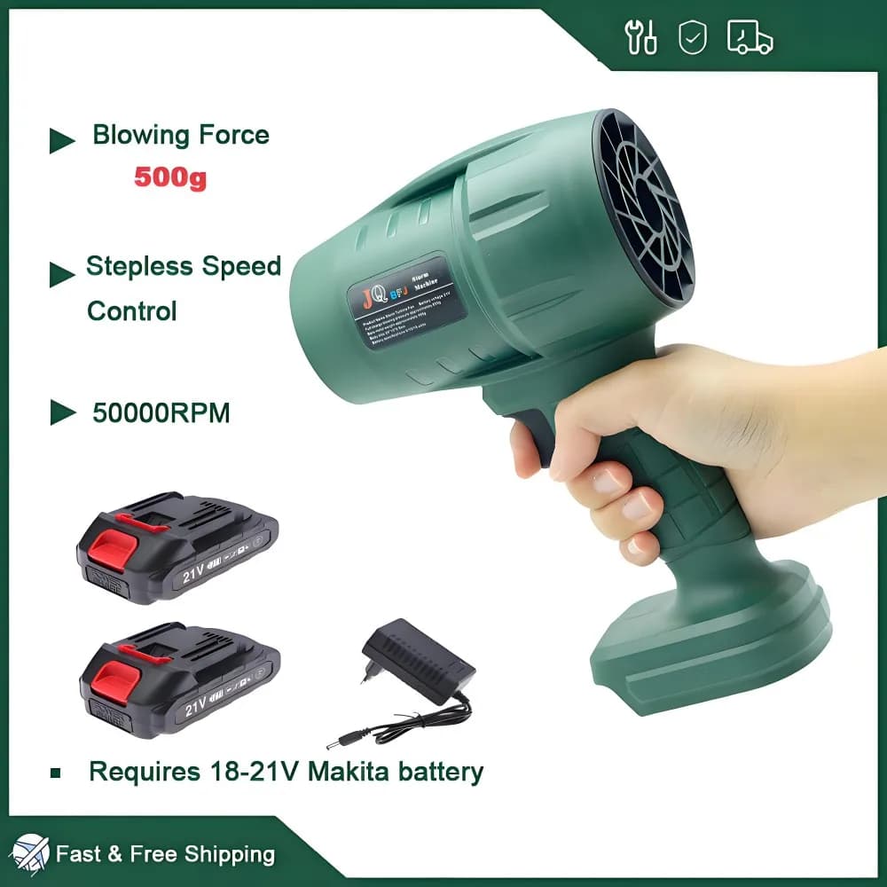 Potente ventilatore turbo con spinta da 500 g per pulire foglie cadenti, neve e sabbia con batteria Makita da 21 V