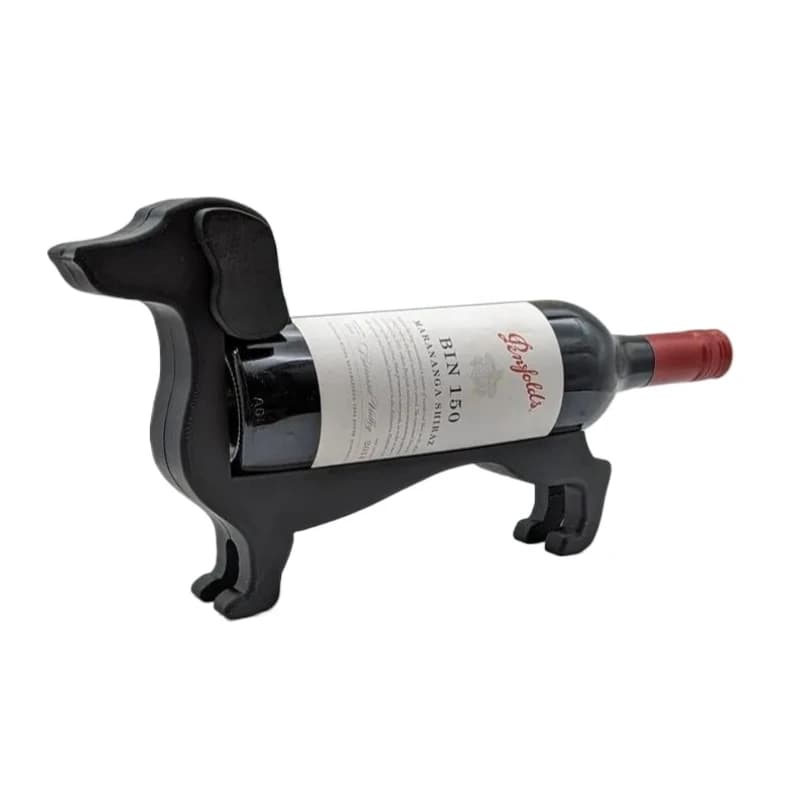Creative bottle holder for wine, box for kitchen wine, practical decorative design for dogs with sausage