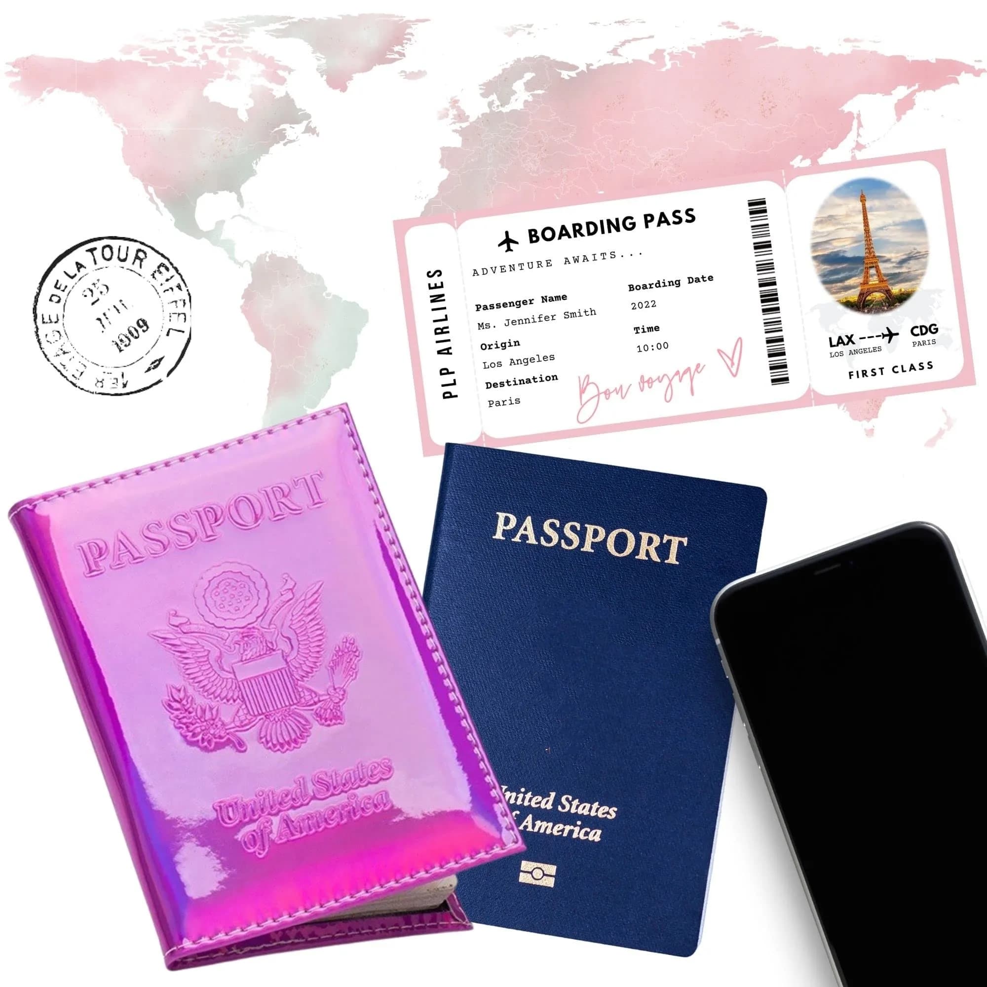 Porta Passaporto in Pelle, Custodia per Documenti di Viaggio, Accessori da Viaggio per Uomo e Donna