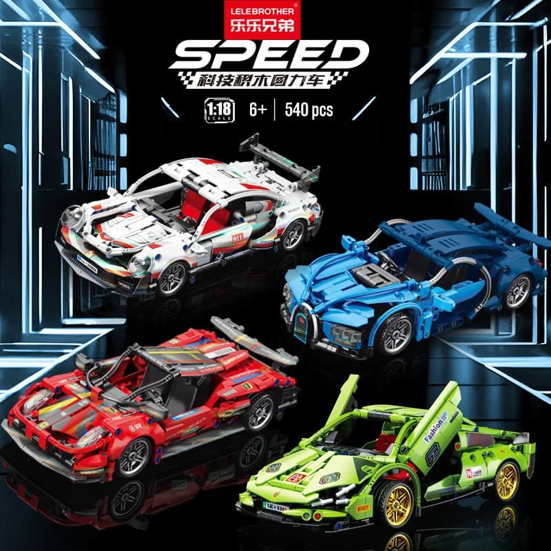 Blocchi di Costruzione Auto da Corsa 3D, Modello di Supercar Simulato, Mattoncini DIY, Giocattoli Puzzle per Bambini e Adulti, Decorazione