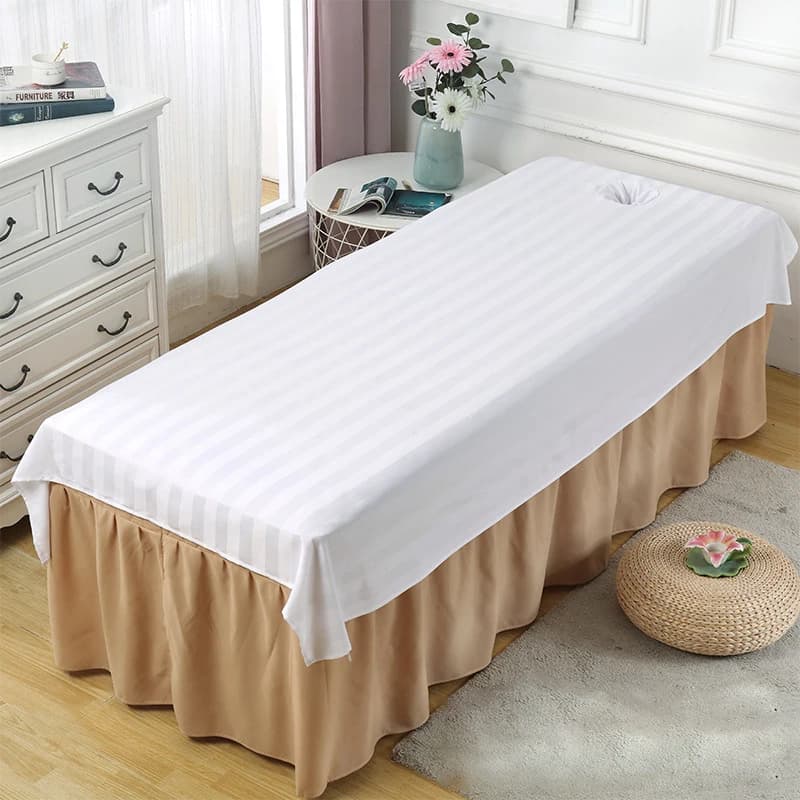 Reusable Beauty Massage Beds Spa Sofa Bed Sheet for Spa Sofa with Breathable Solid Color Cotton Waist Cover with Face Hole