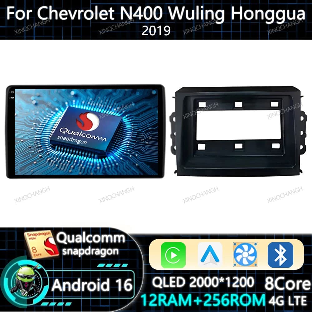 Android 15 Car Radio Carplay Auto For Chevrolet N400 V 2019 For Wuling Hongguang Navigation BT GPS QLED Qualcomm 4G WIFI 2DIN