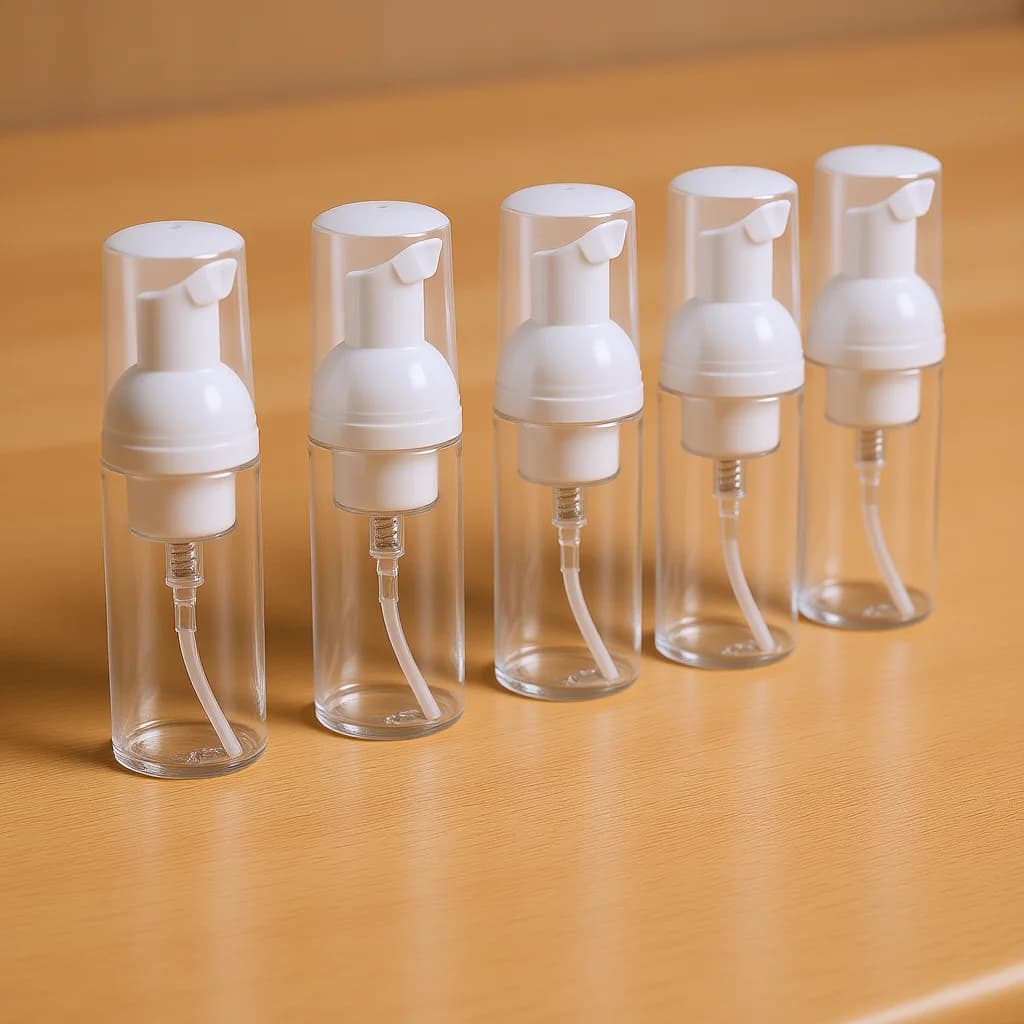 10 flaconi dispenser in plastica per viaggio, con pompa schiumogena trasparente per sapone liquido, shampoo, ricaricabili, 50 ml, a prova di perdite