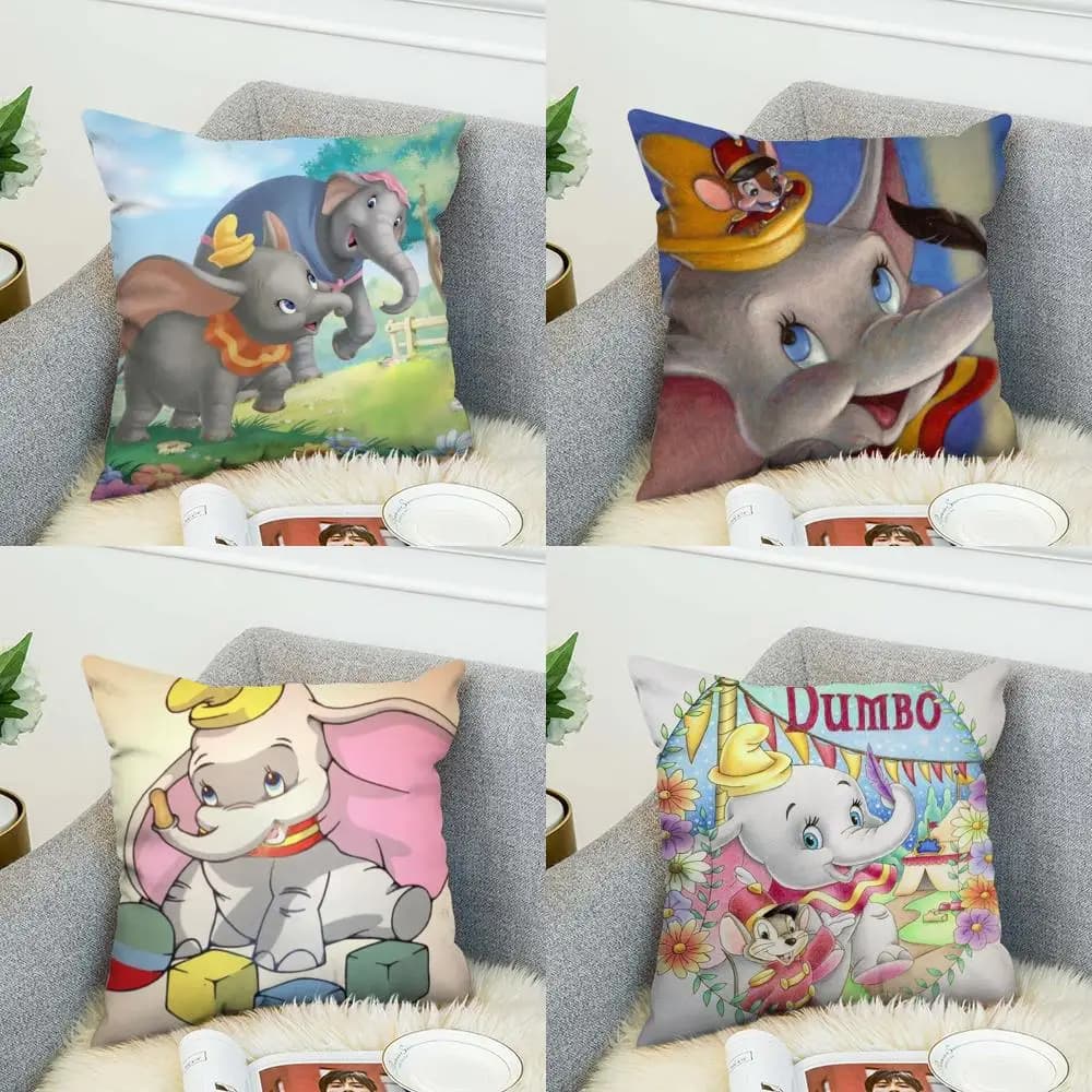 Federa per cuscino D-Dumbo per auto, divano, decorazione per la casa, stampa fronte-retro, copricuscino quadrato in peluche