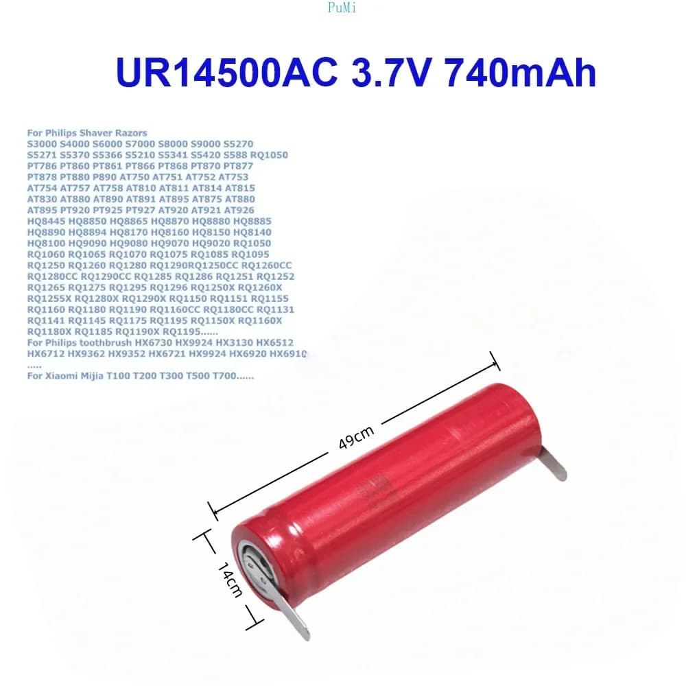 SanYo UR14500AC 3.7V 800mAh Batteria Per Braun Oral B Pro 2 Tipo 3766 iO4 iO5 iO6 iO7 iO9 iO8 3758 3759 Spazzolino Elettrico