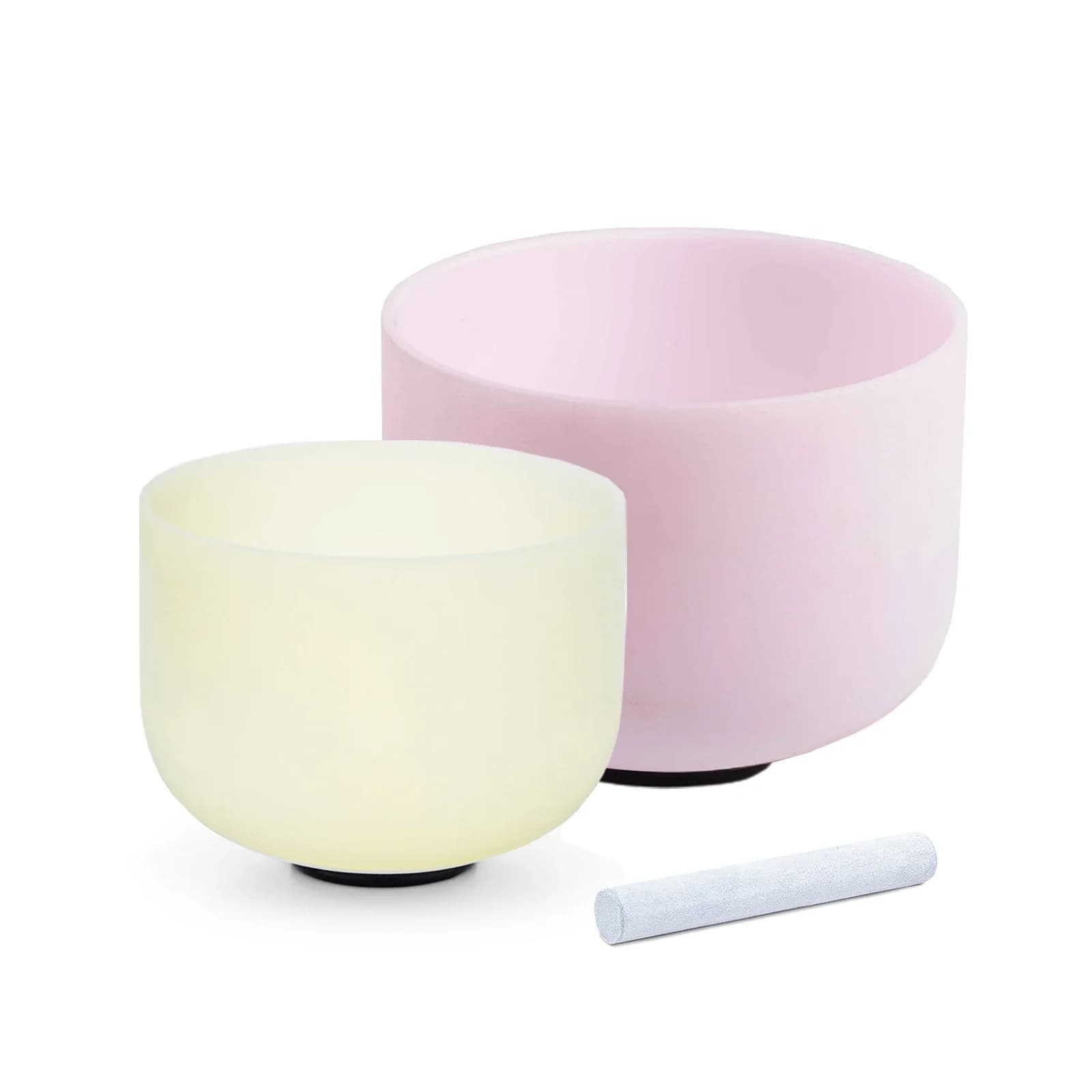 STAR LINKUP 2pcs 8"E 10"C Citrine and Rose Pink Gemstone Fusion Crystal Singing Bowl Set Quartz Sound Bowl with Bag