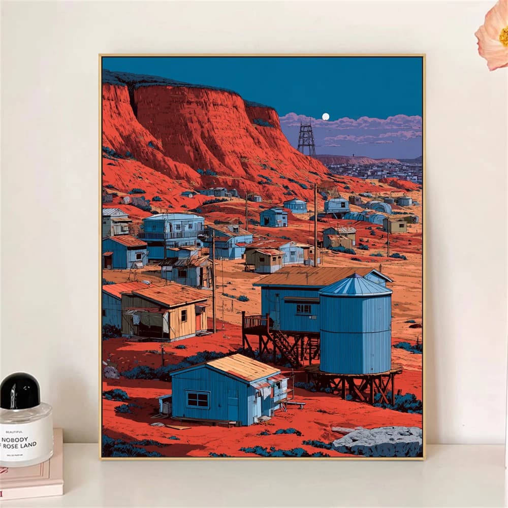 Paint by Numbers For Adult Kit Red Desert Town Dropshipping acrylic Oil Painting Canvas by Number Home Decor