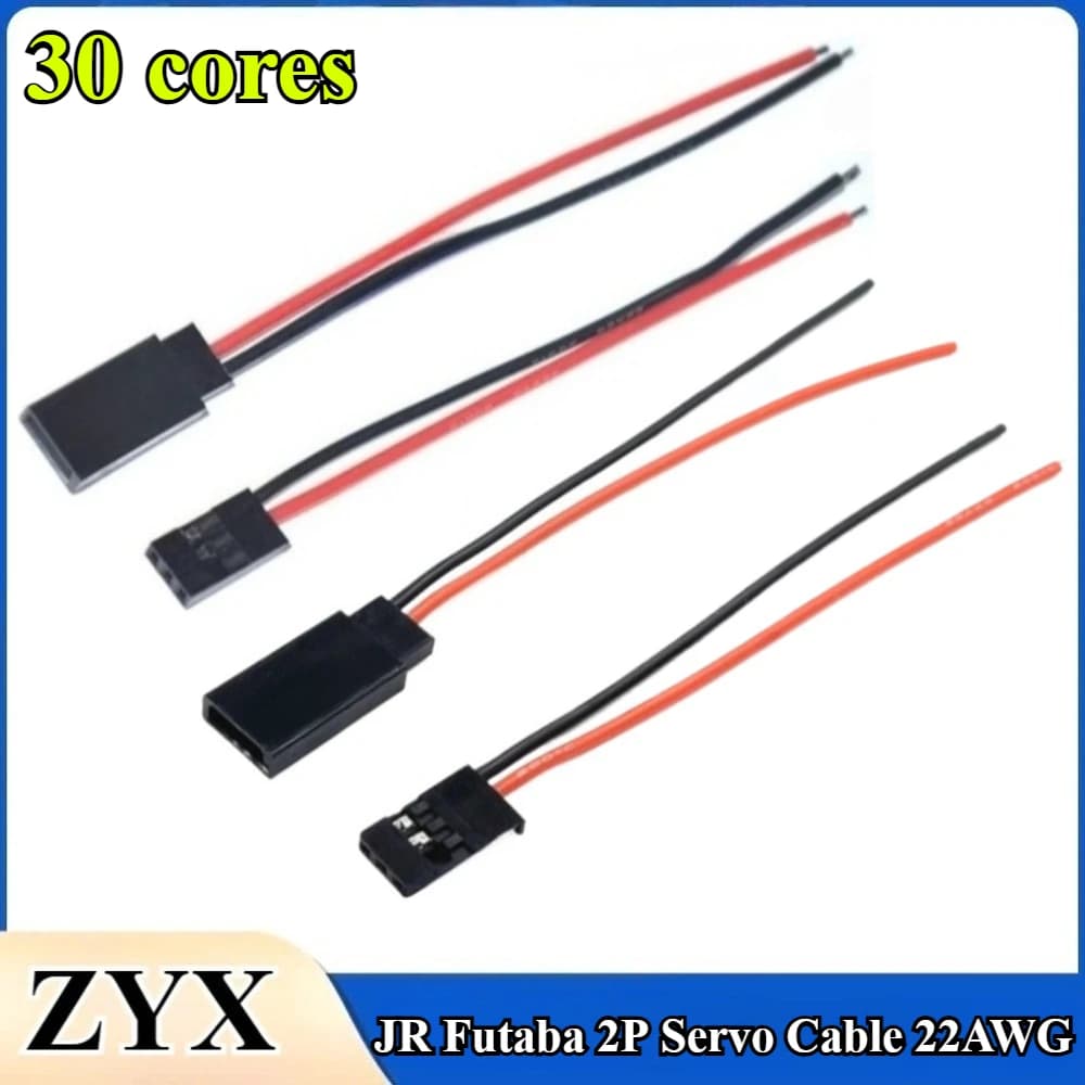 10Pcs/lot Prewired JR Futaba Male Female Servo Connector Plug 30 Cores Dupont 2P 22AWG 10cm/15cm/20cm for RC Car Model Plane