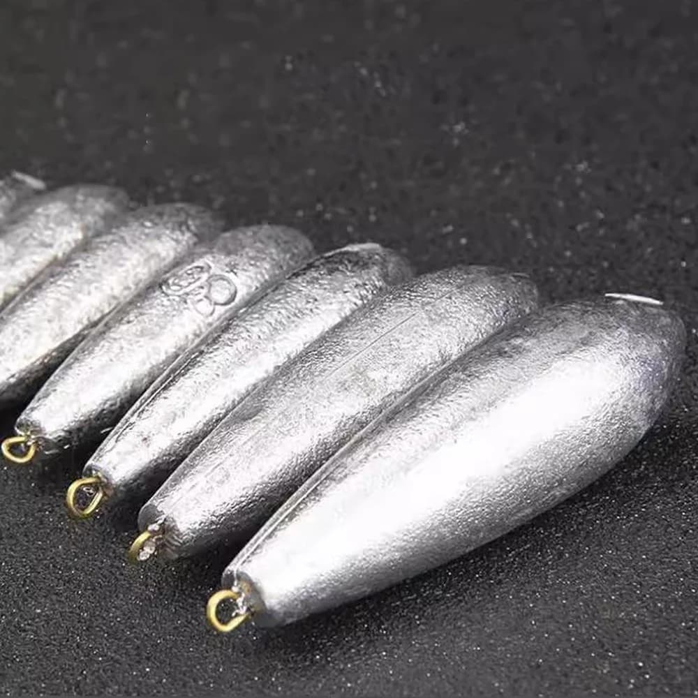 5Pcs Long Cast Teardrop Willow Leaf Fishing Sinkers Lead Weight for Saltwater Freshwater, Anti-Rust Sea Fishing Tackle