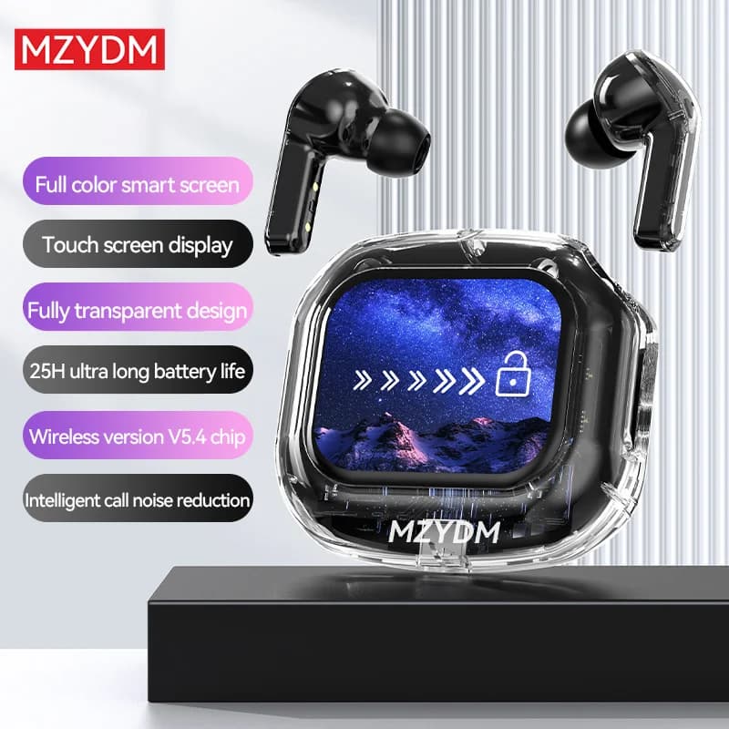 Bluetooth 5.4 True Wireless Q20 ANC Hearing Aids With Noise Reduction Stereo Bass HD Mic Gaming Headphones LED Touch Screen Control