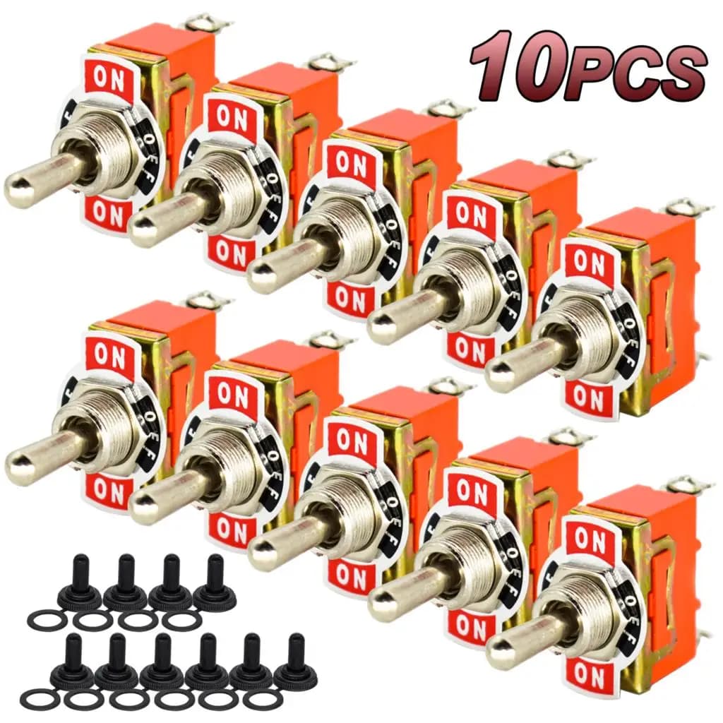 10PCS Rocker Toggle Flick Switch ON/OFF/ON 15A/250VAC SPDT Heavy Duty impermeabile Boot Cap Cover Light accessori per auto E-TEN1122