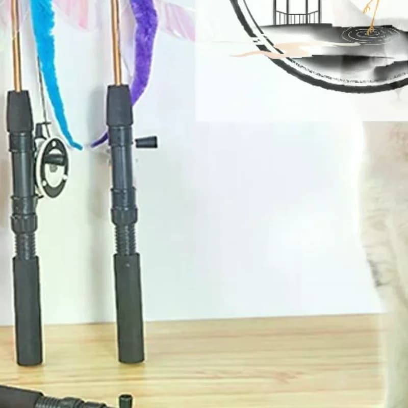 1Set Telescopic Toy for Cats Fish Type Telescopic Feathers Funny toys for cat sticks Pet toys for kittens fishing rods Simulation fishing rod