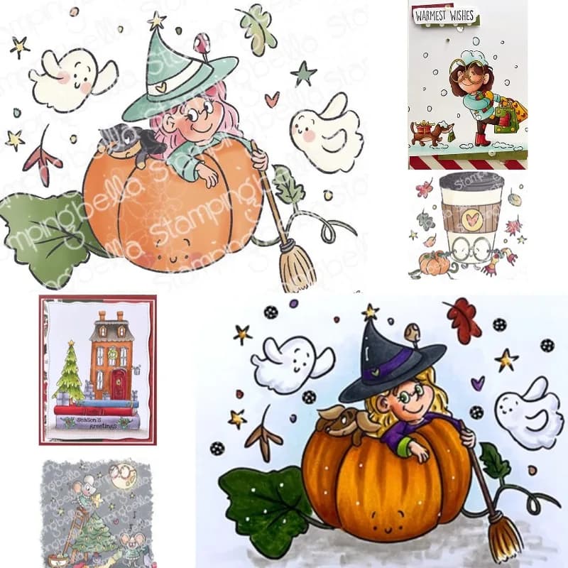 Timbri Trasparenti con Gatto Seduto sul Libro che Legge la Zuppa nel Pentola, Stencil per Decorazione Scrapbook e Diario, Modello per Goffratura, Biglietto Fai da Te