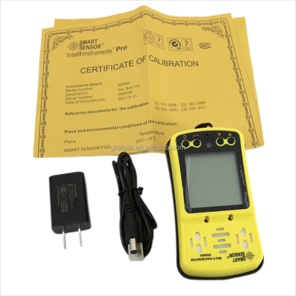 Rilevatore di Gas Portatile AS8900 4 in 1: O2, H2S, CO, Gas Combustibile, Ossigeno, Idrogeno Solforato, Monossido di Carbonio