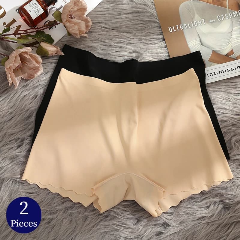 BZEL 2PCS Women's Panties Seamless Boxers Breathable Lingerie Comfortable Boyshorts Silk Satin Woman Underwear Sports Underpants