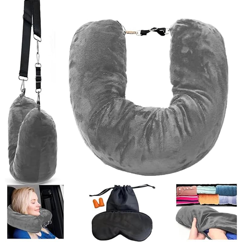 Cuscino da viaggio per il collo imbottito con vestiti cuscini per il collo imbottiti aeroplani multifunzionali senza riempitivo portatile da viaggio dotato