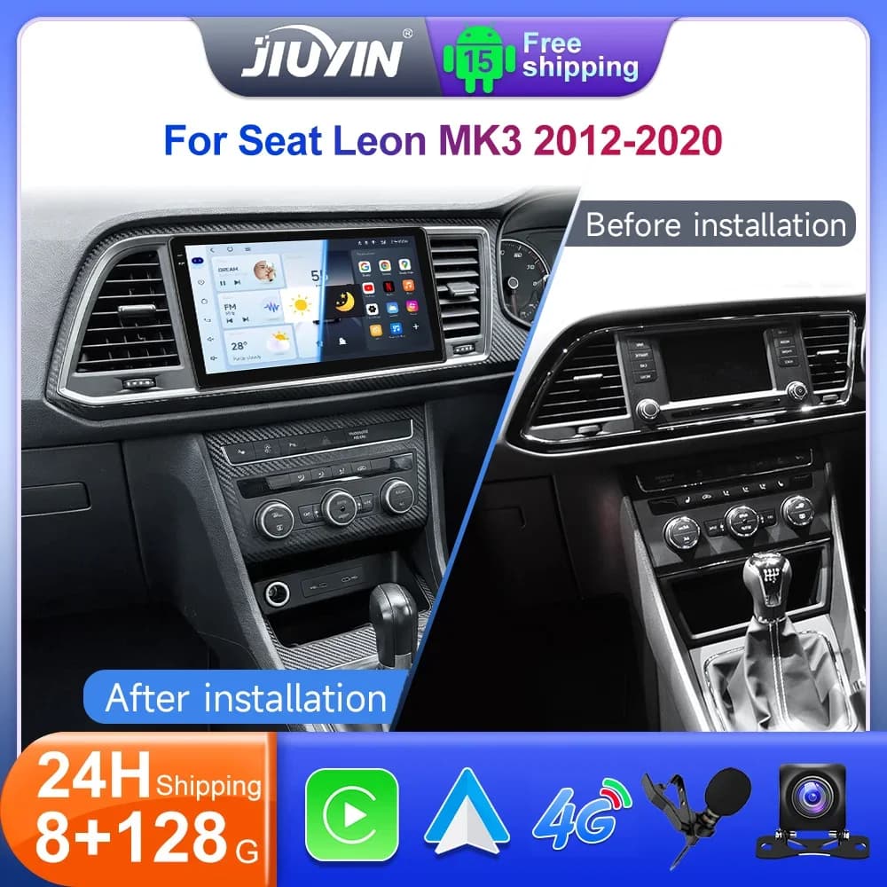 Autoradio Android 15 da 9 pollici JIUYIN per Seat Leon MK3 2012-2020, Multimedia CarPlay Navigatore GPS Video Player Stereo Automotivo