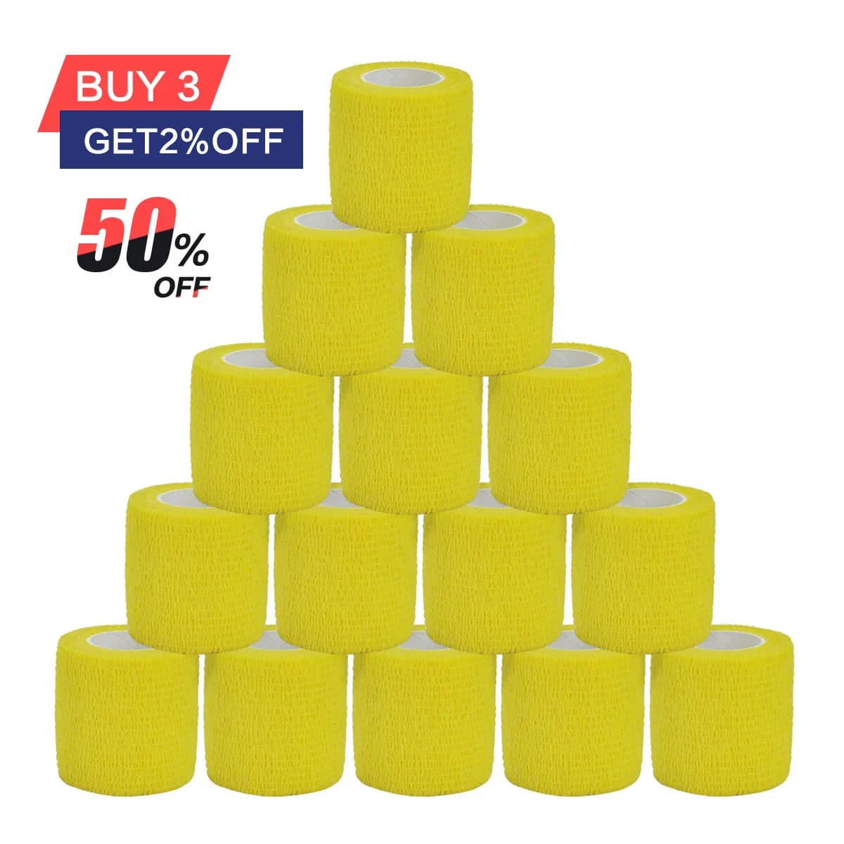 1/6/10 pcs bendaggi elastici traspiranti autoadesivi della fasciatura medica della garza gialla per la gamba del polso del dito di fissaggio di sport