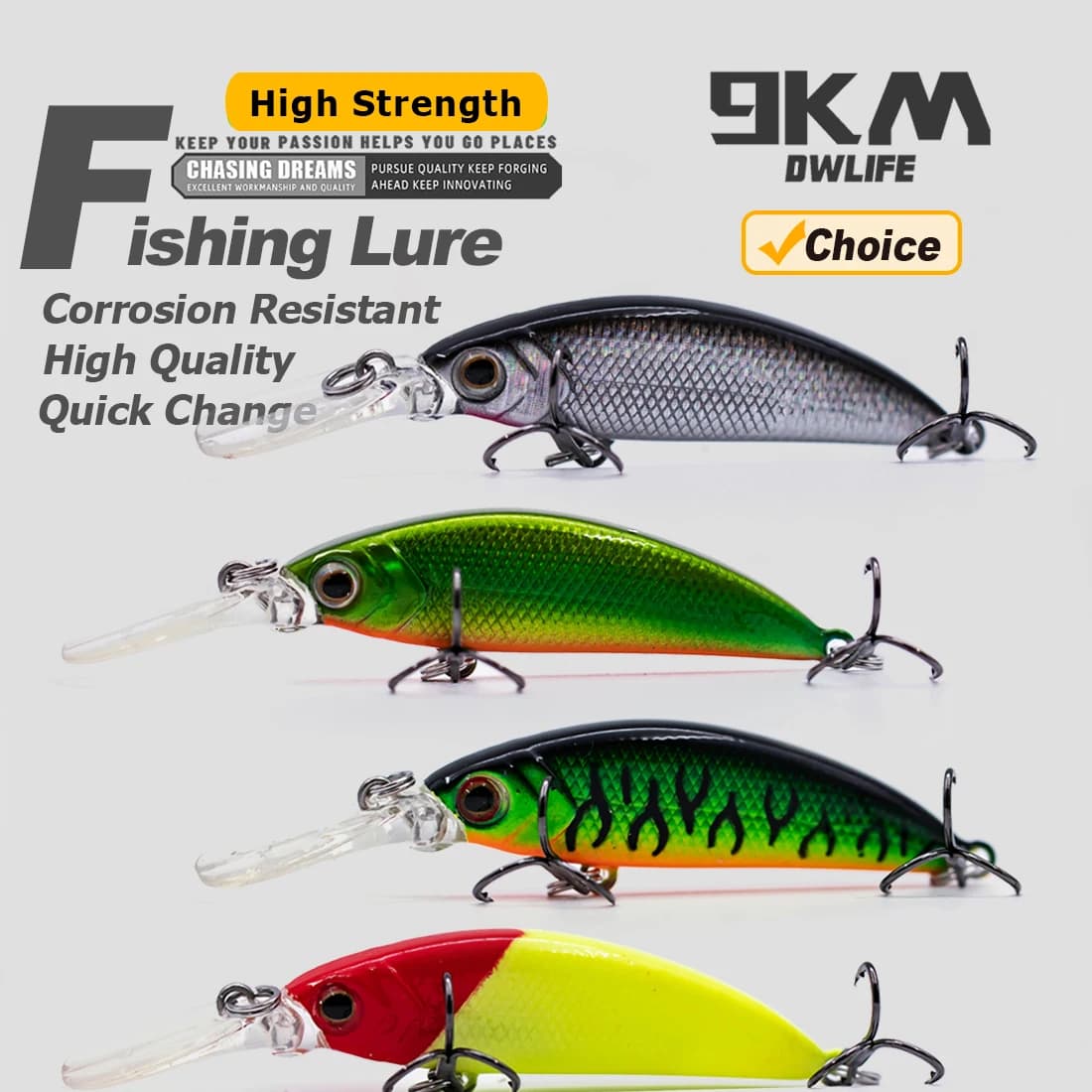 9KM Minnow Esche da pesca Immersioni profonde Crankbait Jerkbait Affondamento Esche rigide Walleye Esche da pesca