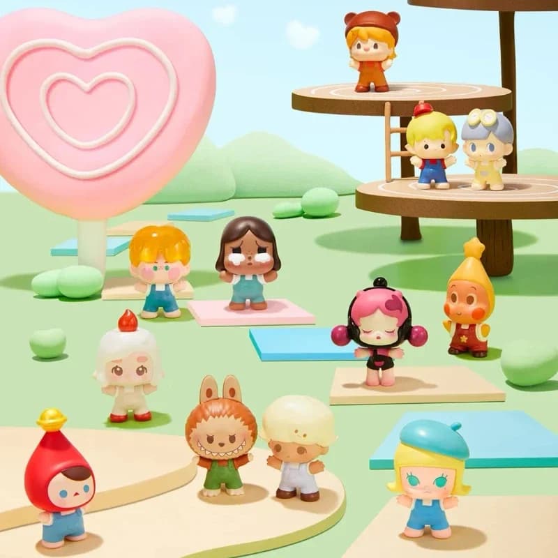 Pop Mart Pop Bean Hug Series Mini Bambole Kawaii Anime Figure Carine da Tavolo Modello Originale Sorpresa Regalo per Bambini Collezione