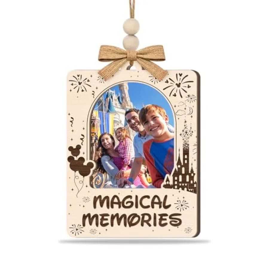 Magical Memories Picture Frame Ornament Personalized Wooden Photo Keepsake, Travel Memory Gift for Family Friends Couples, Colo