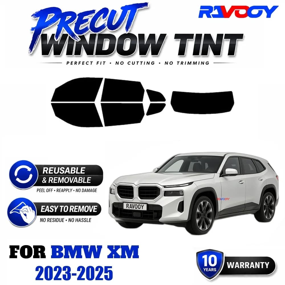 RAVOOY Precut Window Tint, Reusable Removable EPU Film, Custom Fit for Bmw XM 2023-2025, UV Heat Protection