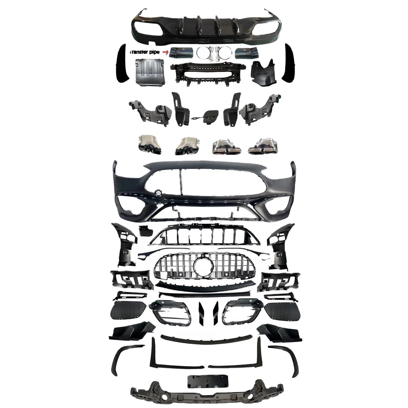 Reale C63S Completo Bodykit per Benz W206 Classe C Aggiornamento in Reale C63S Amg Paraurti Anteriore Diffusore Posteriore Ehxaust Tubo Grill Splitter