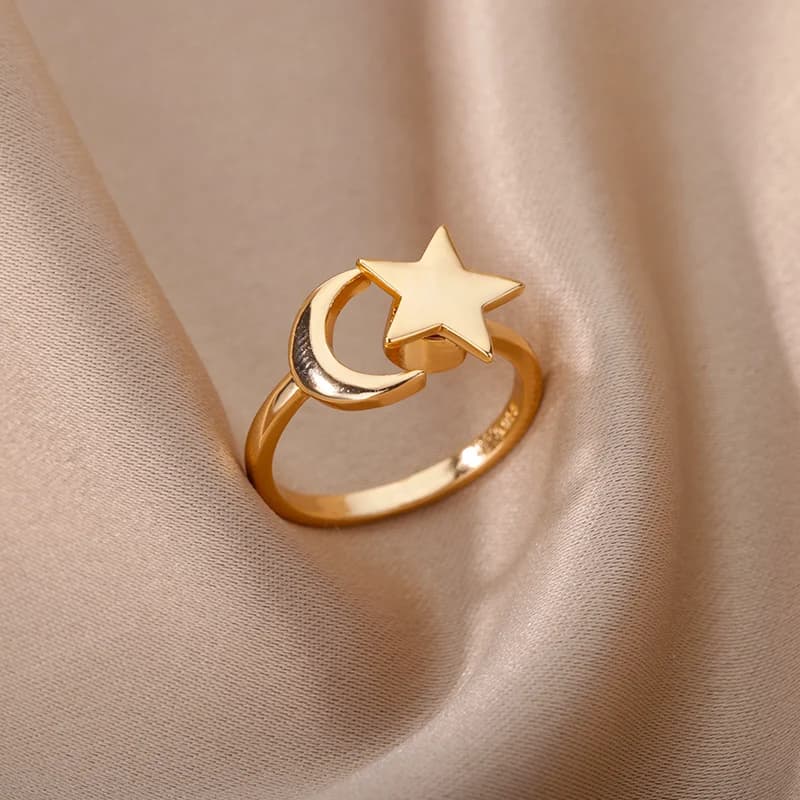 Semplice Stella Luna Anelli Per Le Donne Aperto Regolabile Fidget Anelli Spinner Stella Ansia Anello Minimalista Gioielli Regalo Anelli Mujer