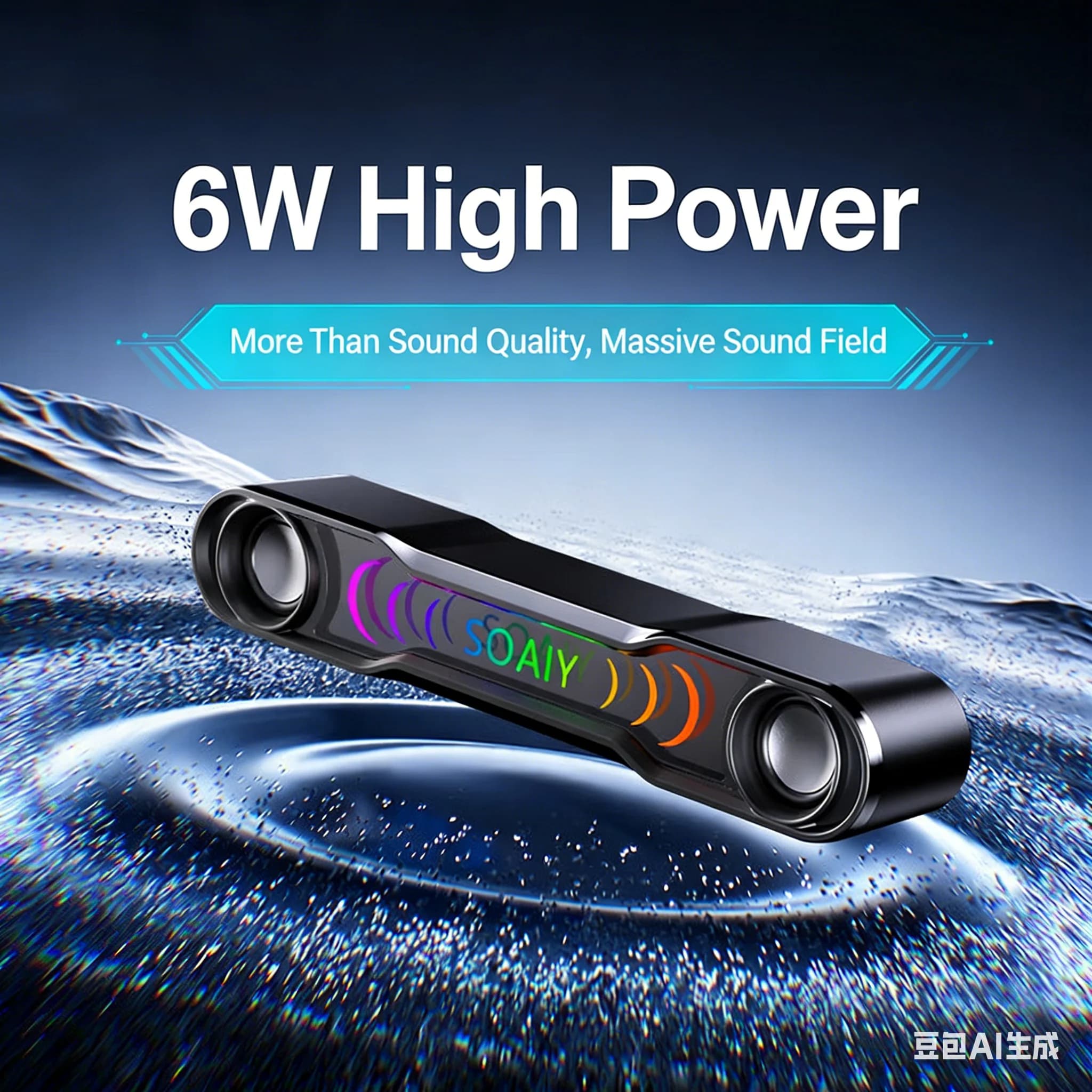 Altoparlanti da gioco per PC SOAIY SD19, soundbar stereo da 6 W con luce colorata RGB, Bluetooth 5.4 e USB cablato, audio desktop con bassi profondi per laptop