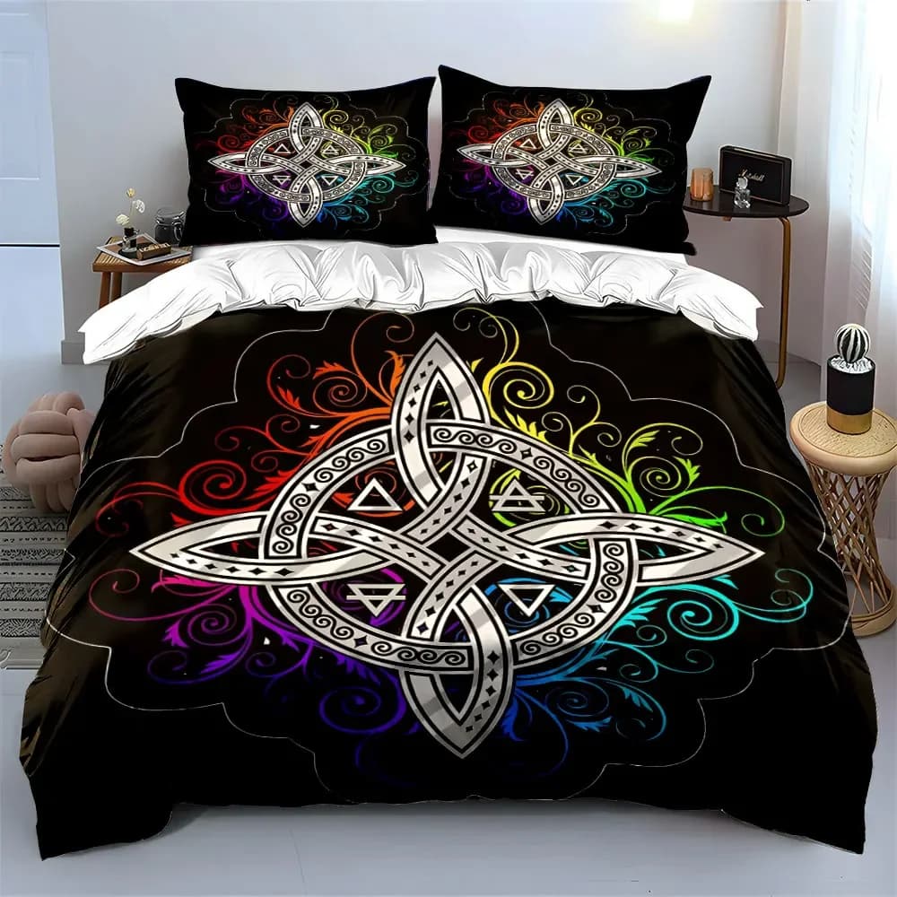 Set di biancheria da letto con decorazioni artistiche mandala colorate, con 1 copripiumino, 2 federe, singolo, matrimoniale, king, queen, regalo