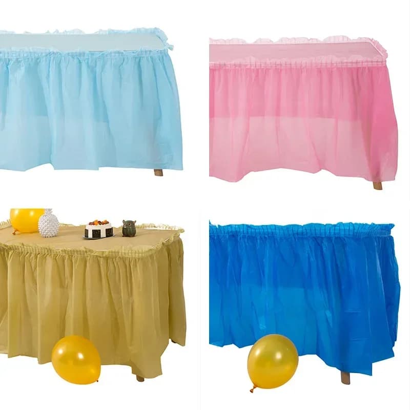 Gonna da tavolo usa e getta Festa in plastica 6 colori 75x430 cm Copritavolo per la decorazione del festival di nozze della festa di buon compleanno