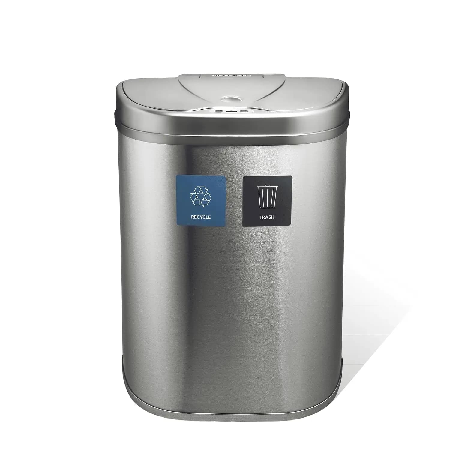 18.5 Gallons Automatic Touchless Kitchen Trash Can, Motion Sensor Trash Can for Kitchen, Office 70 Liter Stainless Steel Recycling Bin (2 x 9.2 Gallon Double Compartment)