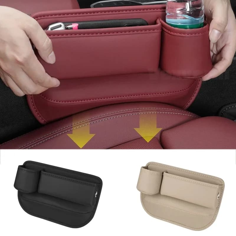 Organizzatore Multifunzionale per Sedile Auto, Portafogli, Carte Preimpostate, Portabicchieri, Organizer per Fessure del Sedile con Rete