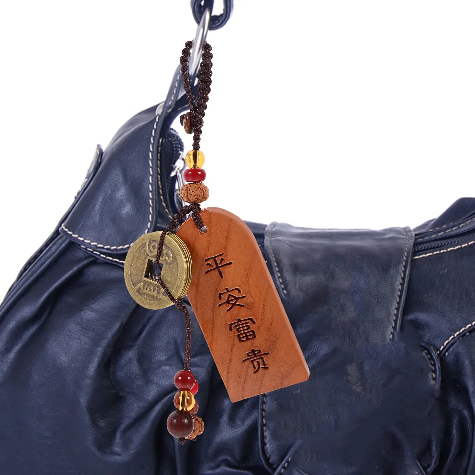 Pendant Wooden Keychain Rope Hanging Decor Lightweight Fengshui Amulet Car Bag Key Ring Ornament