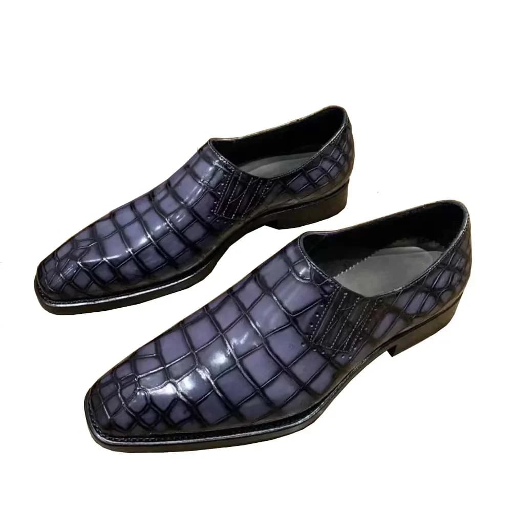 eyugaoduannanxie nuovo arrivo lavoro manuale Pennello colore uomo scarpe fromal scarpe da uomo in coccodrillo Scarpe da uomo