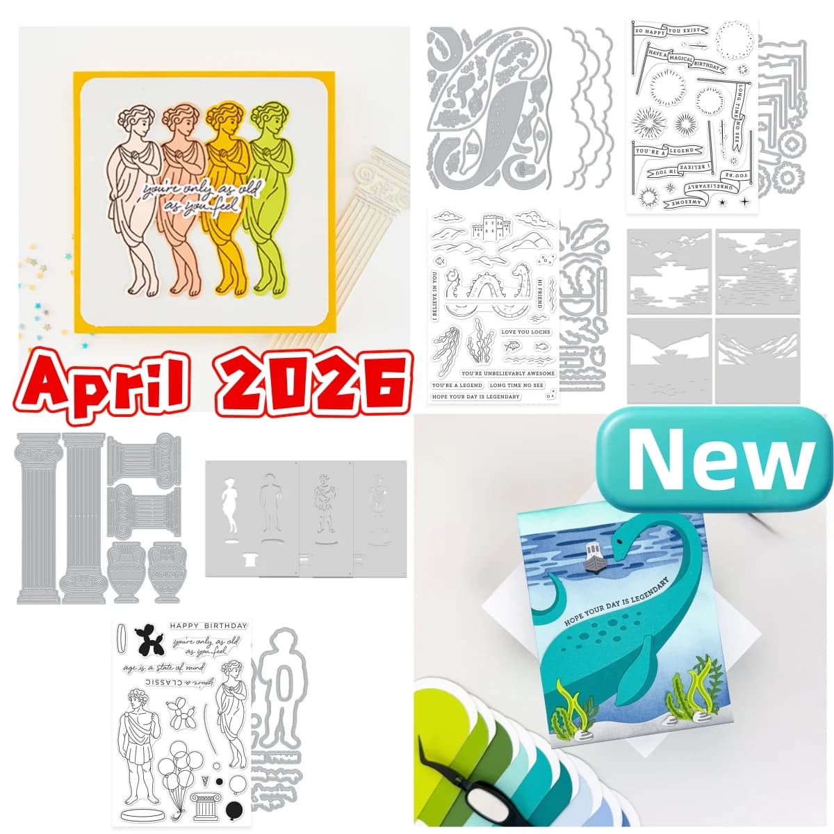 Aprile 2026 Gentle Giant New Giant Lake Fustelle per taglio metallo, Timbri trasparenti e Stencil per la creazione fai da te di biglietti, scrapbooking e modelli in rilievo