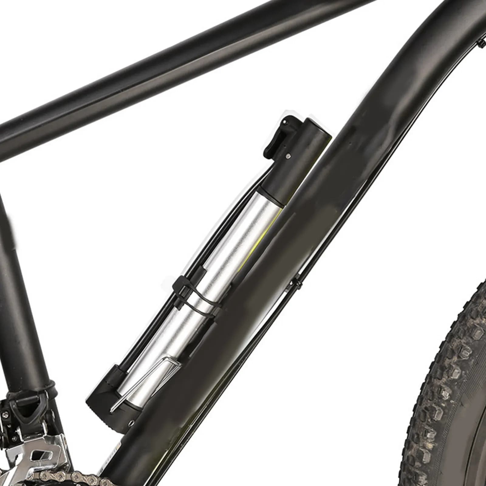 Portable Bike Tire Floor Pump Silver Mini High Pressure Hand Pump Compatible Valve Inflator for Bicycle