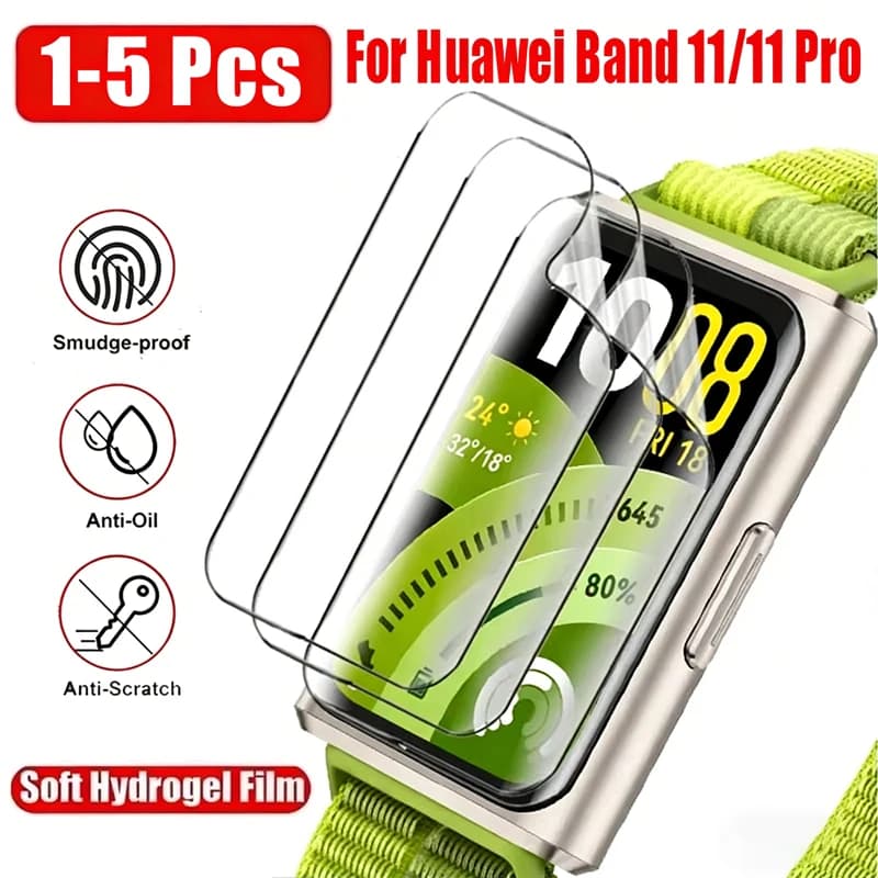 5 Piece Soft TPU Hydrogel Film for Huawei Band 11/11 Pro, Screen Protection, Soft Glass, Full Cover Film Huawei Band 11