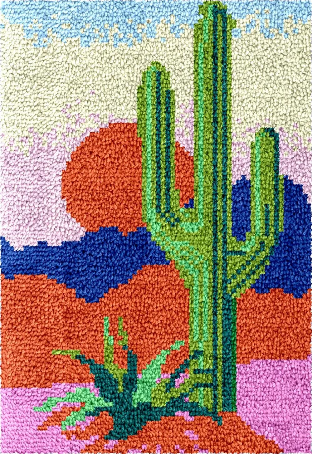 kit tappeto con gancio a scatto cactus per adulti set di ricamo tappeto annodato per realizzare oggetti artigianali e mestieri borsa fai da te all'uncinetto Arazzo artigianale