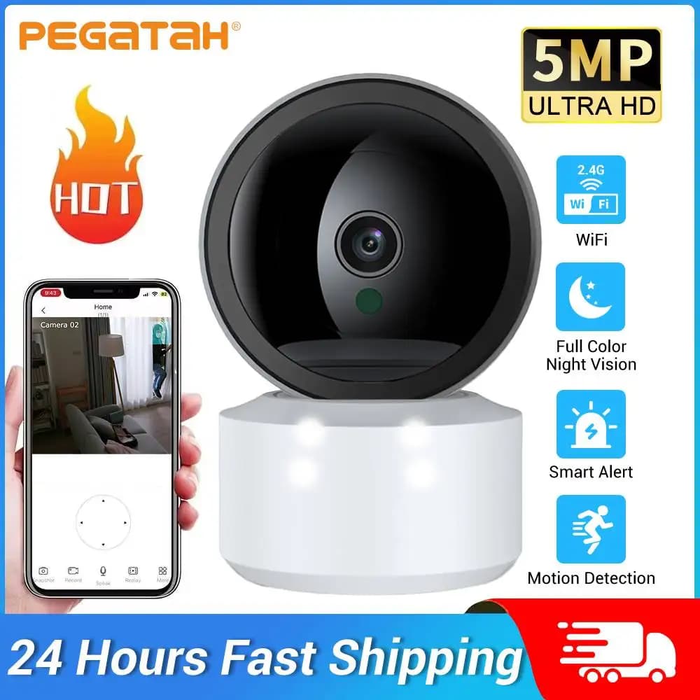 Telecamera Wi-Fi per Bambini 5MP, Videocamera di Sicurezza Domestica 2K HD con Rilevamento del Movimento e Audio Bidirezionale, Facile Installazione, Visione Chiara Giorno e Notte