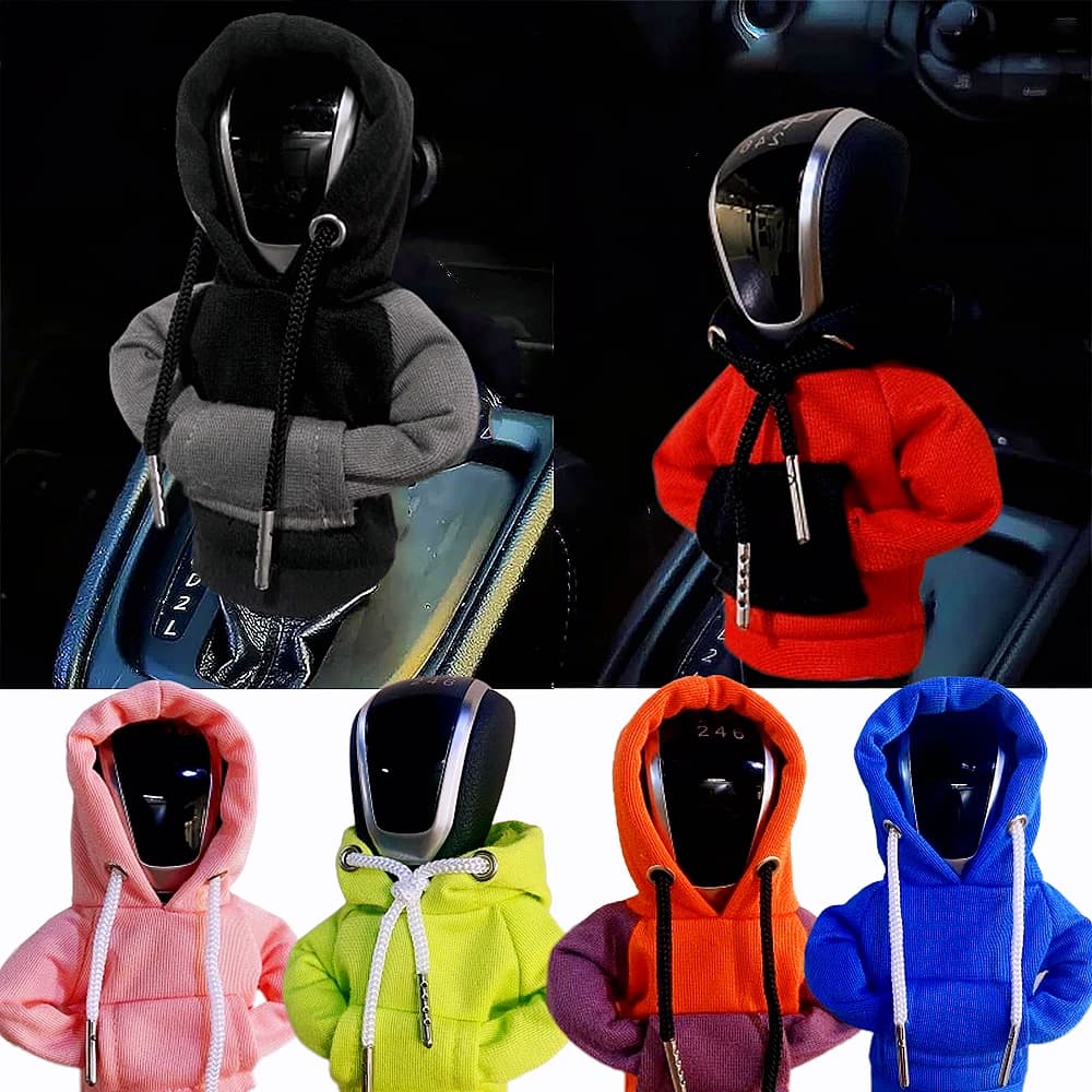 Felpa con cappuccio universale per auto, copertura della leva del cambio, leva del cambio, felpa, copertura del cambio, felpa con cappuccio, pomello del cambio, maglione, decorazioni per auto