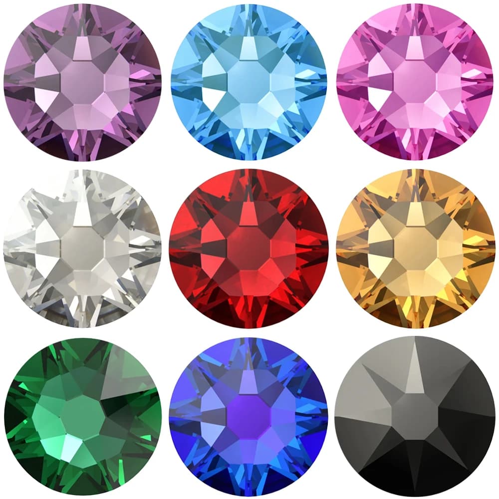 PUBRILEX 2088 Fissazione a freddo Lusso Glitter Vetro Strass Cristalli Parte posteriore piatta Non Hotfix Strass per il vestito Decorazione di arte del chiodo