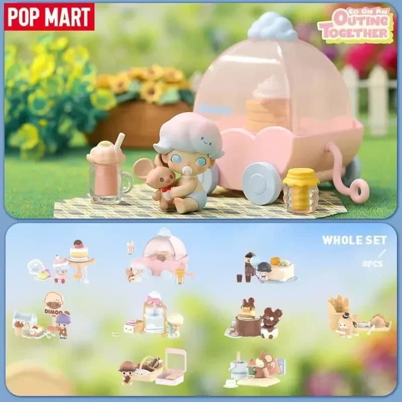 POP MART Dimoo Go On An Outgonging Together Series Blind Box Mystery Box Giocattoli Kawaii Ornamenti Statuette Decorazioni per la Casa Modelli da Scrivania