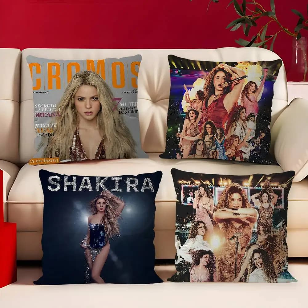 Grafica della cultura pop Fodere per cuscini Shakira Divano dei cartoni animati Decorativo per la casa Stampa fronte-retro Fodera per cuscino corta in peluche carina