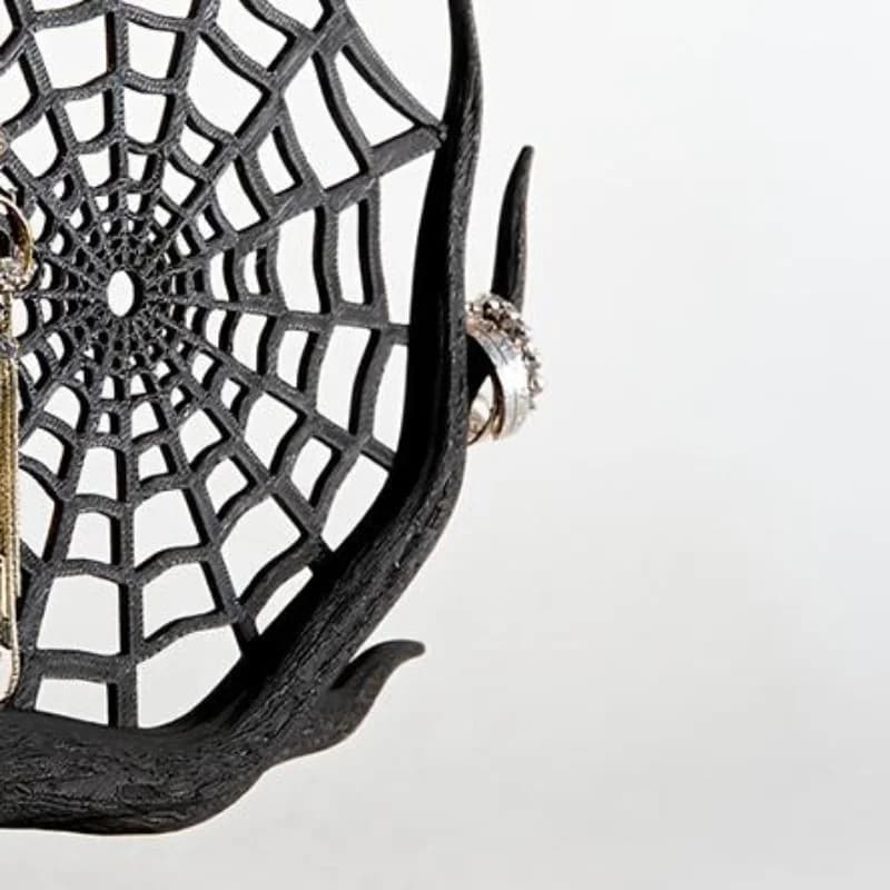 3D Printed Spider Web Halloween Jewelry Stand Unique Spooky Decor Holder for Necklaces Earrings Ideal Halloween Party Gift